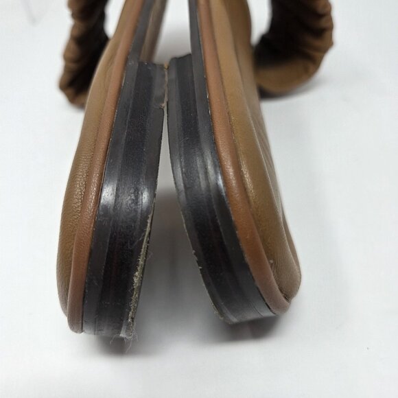 J. CREW Menorca Scrunchie-Strap Slides Women’s 9.5 Leather Brown Cognac Ruched - Picture 7 of 10